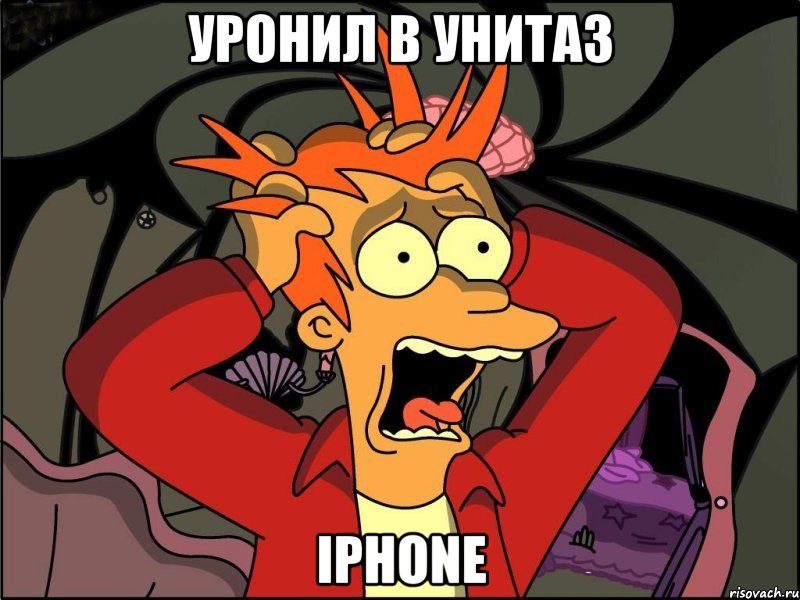 уронил в унитаз iphone, Мем Фрай в панике