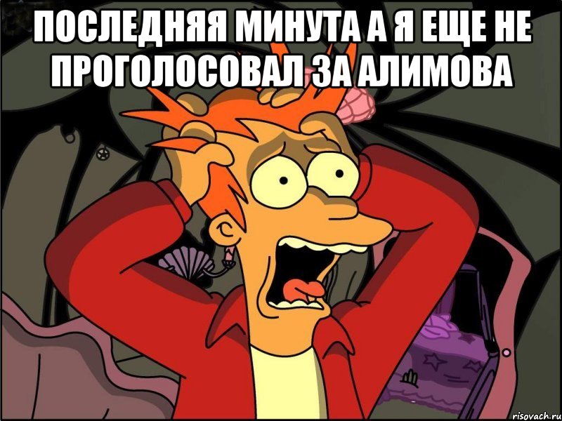 последняя минута а я еще не проголосовал за алимова , Мем Фрай в панике