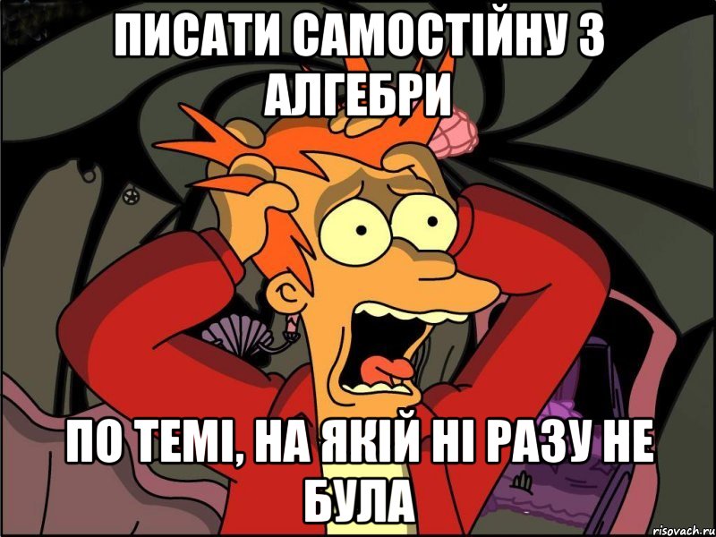 писати самостійну з алгебри по темі, на якій ні разу не була, Мем Фрай в панике