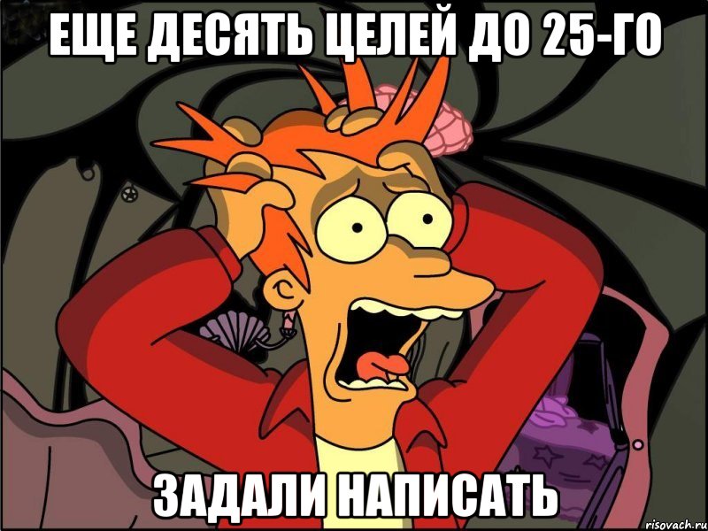 еще десять целей до 25-го задали написать, Мем Фрай в панике