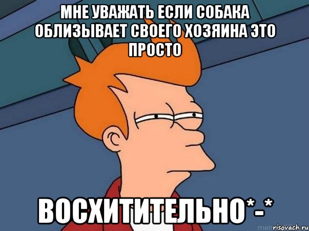 мне уважать если собака облизывает своего хозяина это просто восхитительно*-*, Мем  Фрай (мне кажется или)