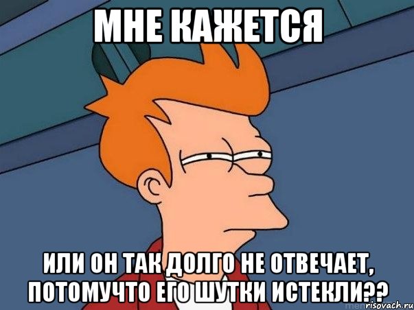 мне кажется или он так долго не отвечает, потомучто его шутки истекли??, Мем  Фрай (мне кажется или)