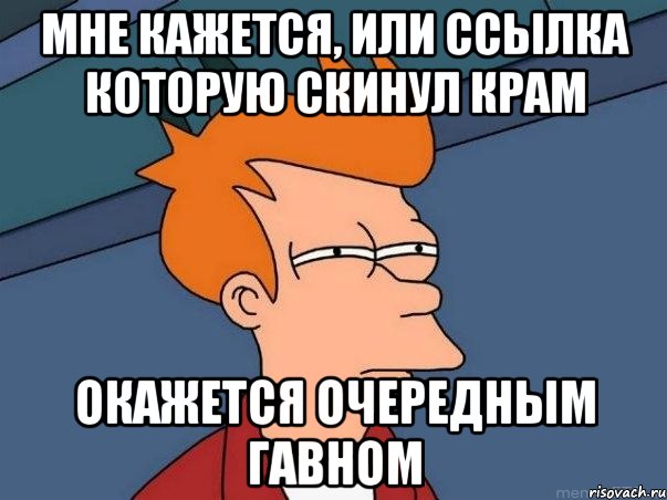 мне кажется, или ссылка которую скинул крам окажется очередным гавном, Мем  Фрай (мне кажется или)