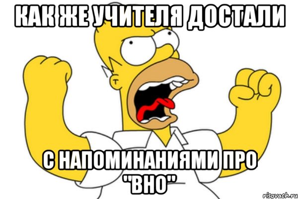 как же учителя достали с напоминаниями про "вно", Мем Разъяренный Гомер