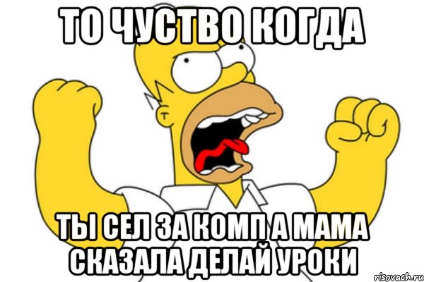 то чуство когда ты сел за комп а мама сказала делай уроки, Мем Разъяренный Гомер