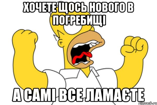 хочете щось нового в погребищі а самі все ламаєте, Мем Разъяренный Гомер