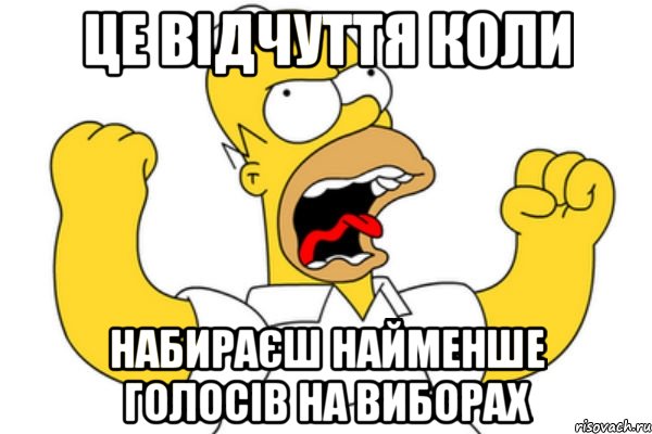 це відчуття коли набираєш найменше голосів на виборах, Мем Разъяренный Гомер