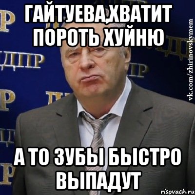 гайтуева,хватит пороть хуйню а то зубы быстро выпадут, Мем Хватит это терпеть (Жириновский)