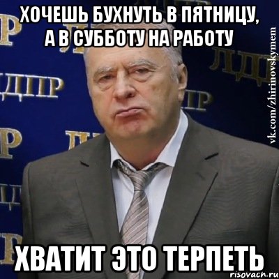 хочешь бухнуть в пятницу, а в субботу на работу хватит это терпеть, Мем Хватит это терпеть (Жириновский)