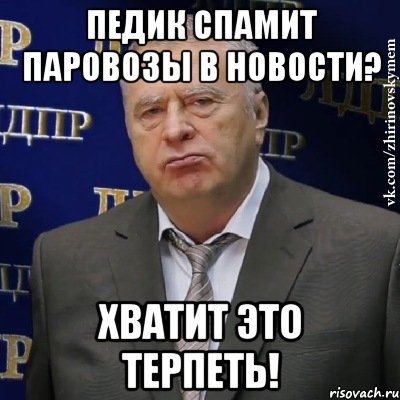 педик спамит паровозы в новости? хватит это терпеть!, Мем Хватит это терпеть (Жириновский)