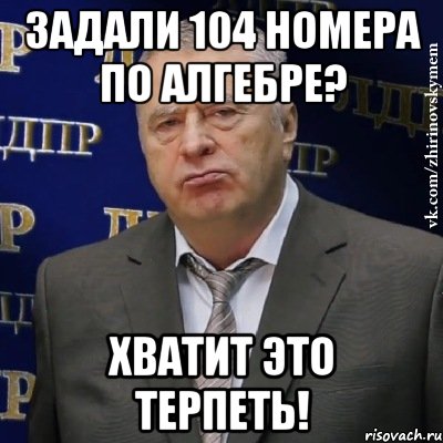 задали 104 номера по алгебре? хватит это терпеть!, Мем Хватит это терпеть (Жириновский)