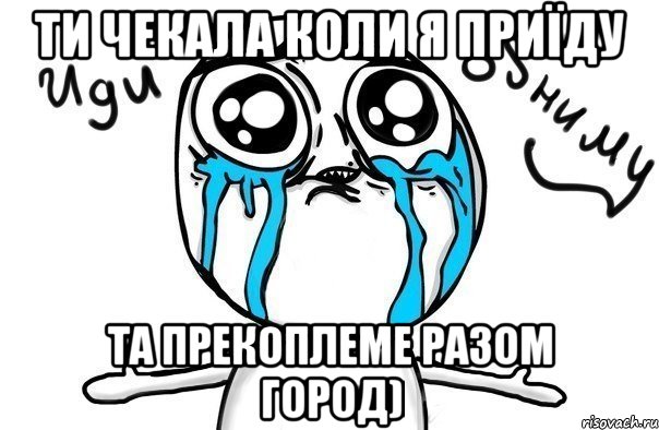 ти чекала коли я приїду та прекоплеме разом город), Мем Иди обниму