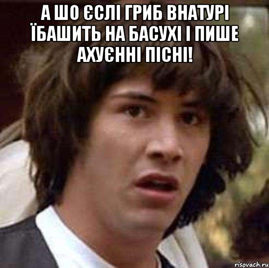 а шо єслі гриб внатурі їбашить на басухі і пише ахуєнні пісні! , Мем А что если (Киану Ривз)