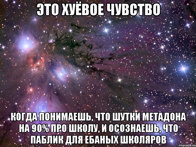 это хуёвое чувство когда понимаешь, что шутки метадона на 90% про школу, и осознаешь, что паблик для ебаных школяров, Мем Космос