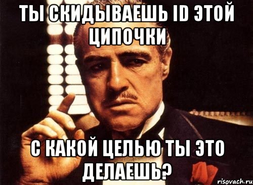 ты скидываешь id этой ципочки с какой целью ты это делаешь?, Мем крестный отец