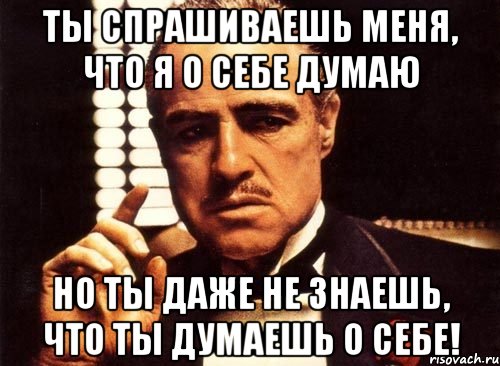 ты спрашиваешь меня, что я о себе думаю но ты даже не знаешь, что ты думаешь о себе!, Мем крестный отец