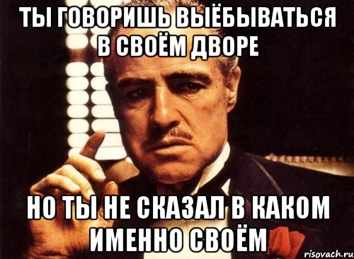 ты говоришь выёбываться в своём дворе но ты не сказал в каком именно своём, Мем крестный отец