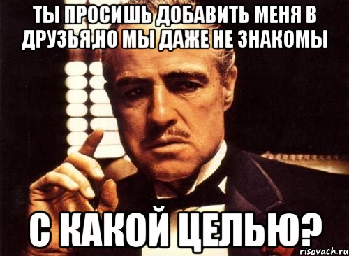 ты просишь добавить меня в друзья,но мы даже не знакомы с какой целью?, Мем крестный отец