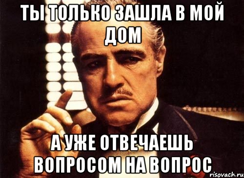 ты только зашла в мой дом а уже отвечаешь вопросом на вопрос, Мем крестный отец