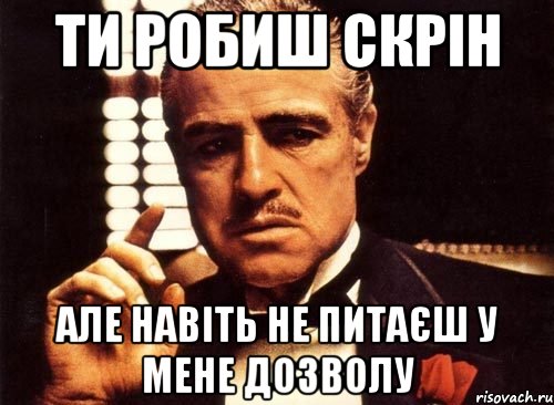 ти робиш скрін але навіть не питаєш у мене дозволу, Мем крестный отец