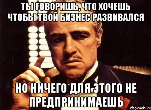 ты говоришь, что хочешь чтобы твой бизнес развивался но ничего для этого не предпринимаешь, Мем крестный отец