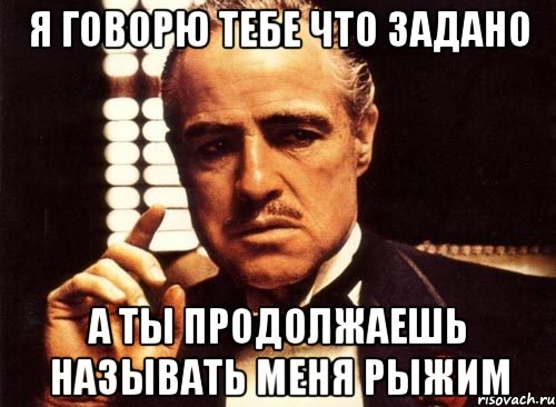 я говорю тебе что задано а ты продолжаешь называть меня рыжим, Мем крестный отец