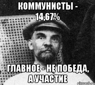 коммунисты - 14,67% главное - не победа, а участие, Мем   Ленин удивлен