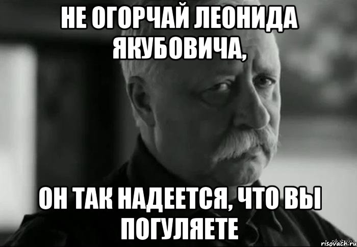 не огорчай леонида якубовича, он так надеется, что вы погуляете, Мем Не расстраивай Леонида Аркадьевича