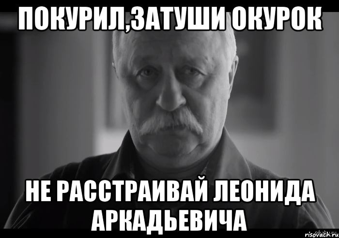 покурил,затуши окурок не расстраивай леонида аркадьевича, Мем Не огорчай Леонида Аркадьевича