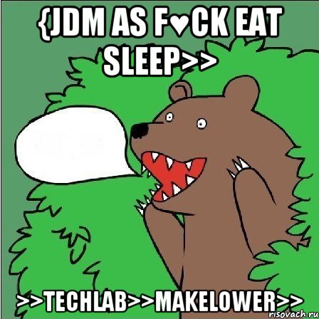 {jdm as f♥ck eat sleep>> >>techlab>>makelower>>, Мем Медведь-шлюха