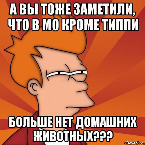 а вы тоже заметили, что в мо кроме типпи больше нет домашних животных???, Мем Мне кажется или (Фрай Футурама)