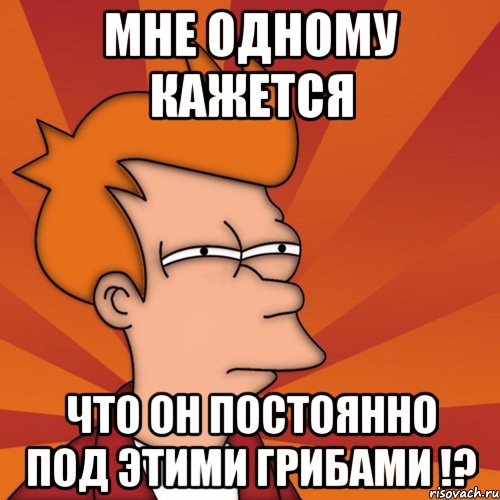 мне одному кажется что он постоянно под этими грибами !?, Мем Мне кажется или (Фрай Футурама)