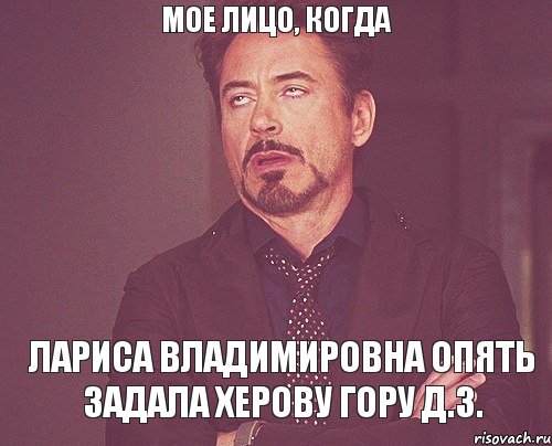 Мое лицо, когда Лариса Владимировна опять задала херову гору д.з., Мем твое выражение лица