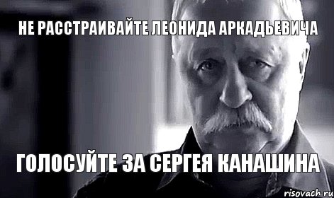 Не расстраивайте Леонида Аркадьевича Голосуйте за Сергея Канашина, Мем Не огорчай Леонида Аркадьевича