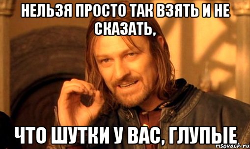 нельзя просто так взять и не сказать, что шутки у вас, глупые, Мем Нельзя просто так взять и (Боромир мем)