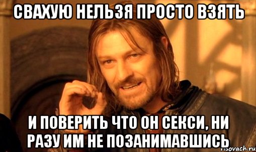 свахую нельзя просто взять и поверить что он секси, ни разу им не позанимавшись, Мем Нельзя просто так взять и (Боромир мем)