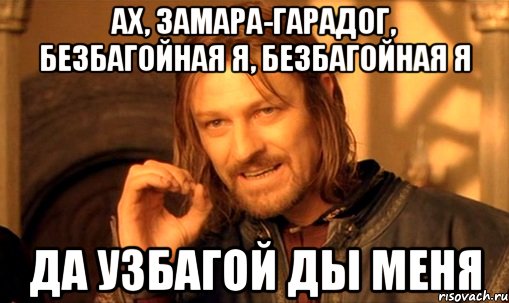 ах, замара-гарадог, безбагойная я, безбагойная я да узбагой ды меня, Мем Нельзя просто так взять и (Боромир мем)