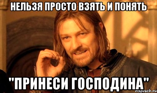 нельзя просто взять и понять "принеси господина", Мем Нельзя просто так взять и (Боромир мем)