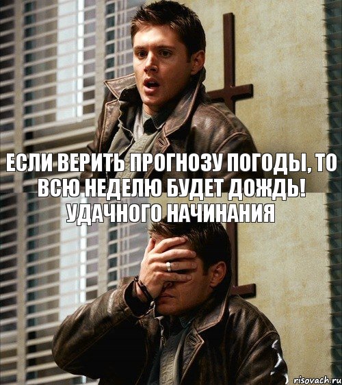 ЕСЛИ ВЕРИТЬ ПРОГНОЗУ ПОГОДЫ, ТО ВСЮ НЕДЕЛЮ БУДЕТ ДОЖДЬ! УДАЧНОГО НАЧИНАНИЯ