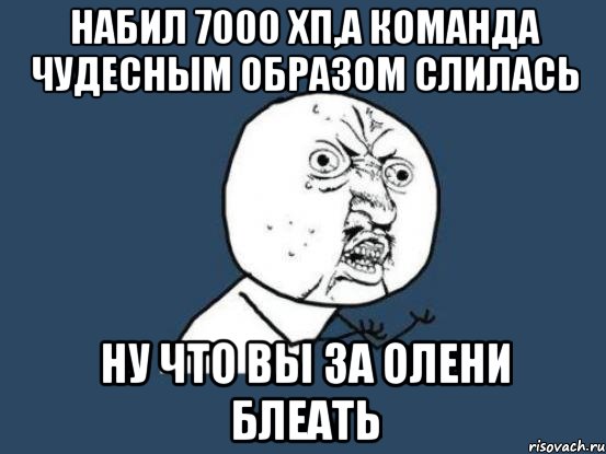 набил 7000 хп,а команда чудесным образом слилась ну что вы за олени блеать, Мем Ну почему