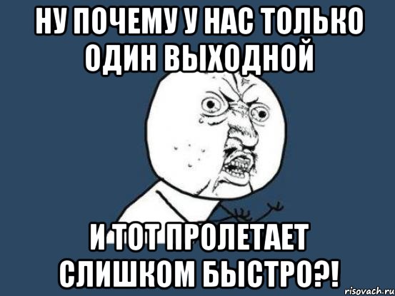 ну почему у нас только один выходной и тот пролетает слишком быстро?!, Мем Ну почему