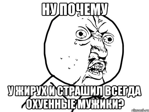 ну почему у жирух и страшил всегда охуенные мужики?, Мем Ну почему (белый фон)