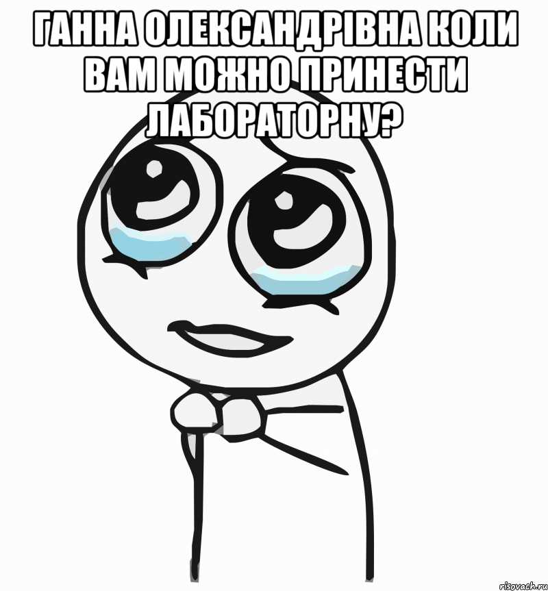 ганна олександрівна коли вам можно принести лабораторну? , Мем  ну пожалуйста (please)