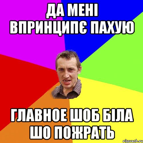 да мені впринципє пахую главное шоб біла шо пожрать, Мем Чоткий паца