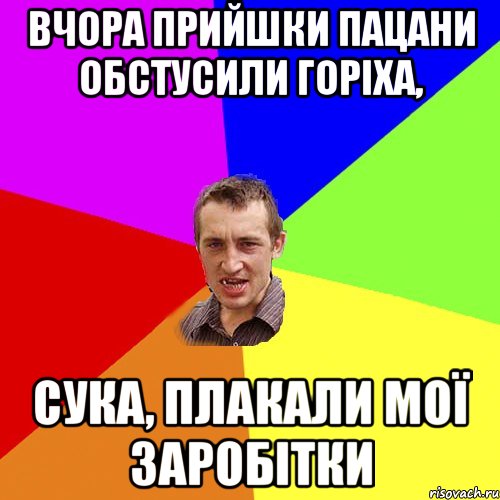 вчора прийшки пацани обстусили горіха, сука, плакали мої заробітки, Мем Чоткий паца