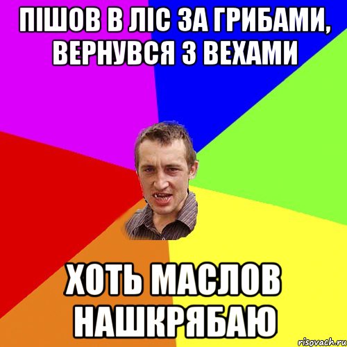 пішов в ліс за грибами, вернувся з вехами хоть маслов нашкрябаю, Мем Чоткий паца