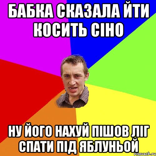 бабка сказала йти косить сіно ну його нахуй пішов ліг спати під яблуньой, Мем Чоткий паца