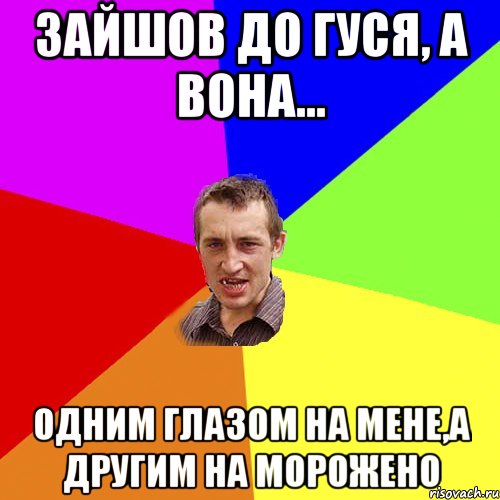 зайшов до гуся, а вона... одним глазом на мене,а другим на морожено, Мем Чоткий паца