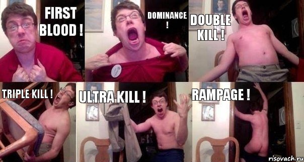 First Blood ! Dominance ! Double Kill ! Triple Kill ! Ultra Kill ! RAMPAGE !, Комикс  Печалька 90лвл