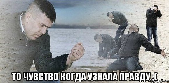  то чувство когда узнала правду ;(, Мем Мужик сыпет песок на пляже